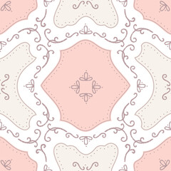 Royal princess romantic sweet and charming pink cottagecore shabby chic seamless pattern repeatable for print background fabric textile cards backdrop in folk art decorative illustration style	