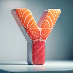 Creative 3D Salmon Letter Y Food Alphabet Display Typeface