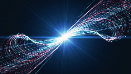 A minimal yet powerful abstract visual of pulsing light waves symbolizing innovation and digital evolution