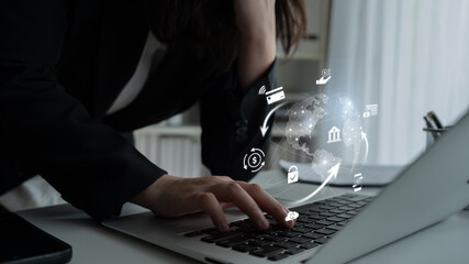 Worldwide digital payment network showing secure financial transactions. Digital payment supports transfer, digital payment ensures security, boosts convenience, drives global finance. Latch