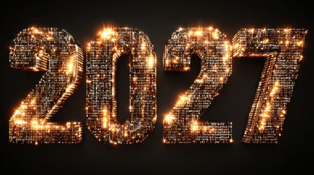 The bold numbers 2027 shine brightly illuminated with sparkling lights. This creative display symbolizes the excitement and anticipation for the new year ahead.