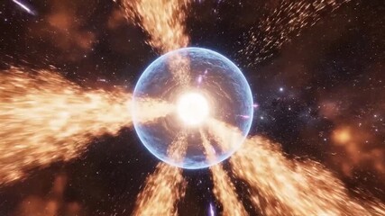 Powerful cosmic explosion fiery burst in deep space celestial event