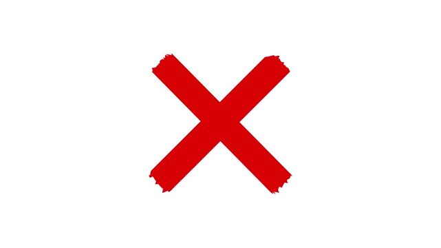 Cross mark animation on white background. incorrect animation, wrong, mistake, error, cancel symbol smooth looping animation.