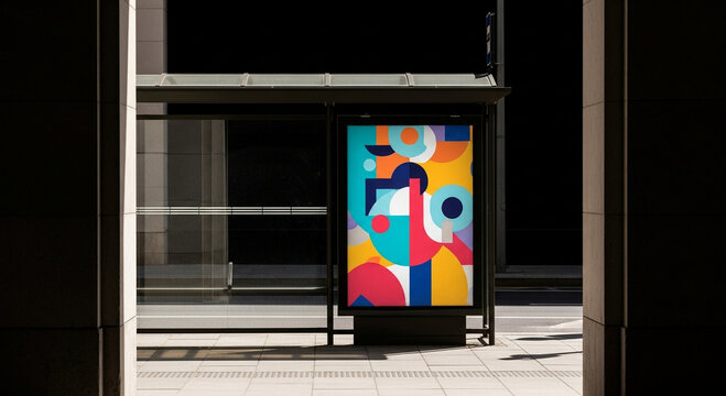 Illuminated digital ad in a train station with blurred commuters and motion.