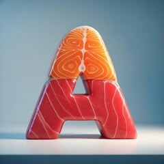 Creative Food Art Letter A with Salmon and Tuna Texture