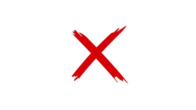 Red cross mark animation on white background error symbol. red cancel mark animation, red error icon animated.