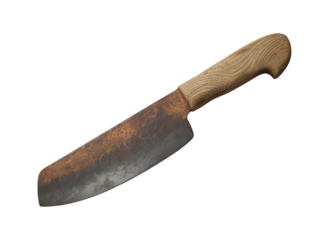 Rustic kitchen knife with wooden handle