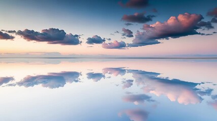 Dramatic sunset clouds paint the sky in vibrant hues reflecting beautifully on still water creating a tranquil atmosphere