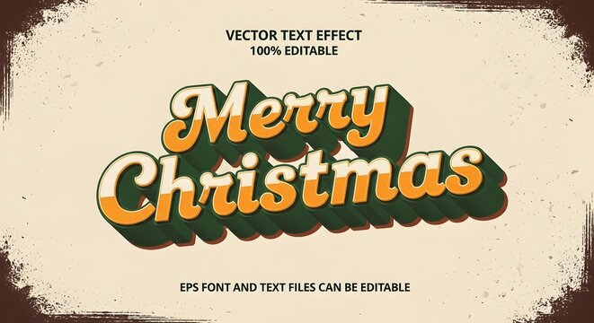 Merry christmas retro text effect with vintage typography and distressed grunge background, perfect for holiday greetings, festive designs, and seasonal celebrations - Powered by Adobe