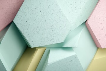 Colorful geometric shapes create an abstract pattern