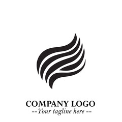 Obraz premium Elegant Black Wave Logo Symbol on a Clean White Background for Modern Minimalist Branding Design Art