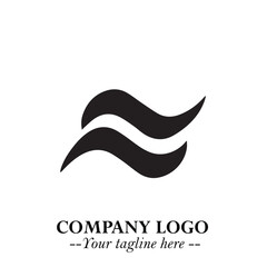Fototapeta premium Elegant Black Wave Logo Symbol on a Clean White Background for Modern Minimalist Branding Design Art