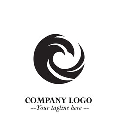 Elegant Black Wave Logo Symbol on a Clean White Background for Modern Minimalist Branding Design Art