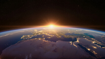 Obraz premium Sorgere del sole nello spazio