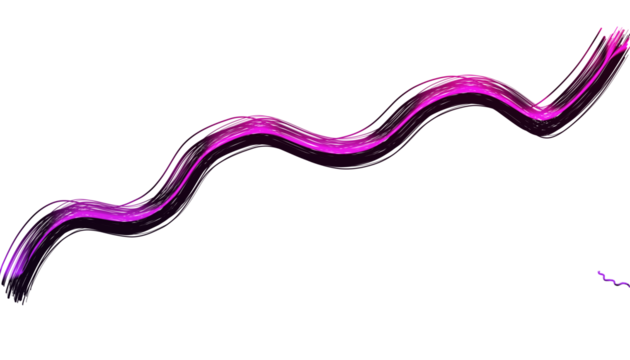 A vibrant, flowing line of purple and black hues curves gracefully across an isolated on transparent background, creating a dynamic and abstract composition
