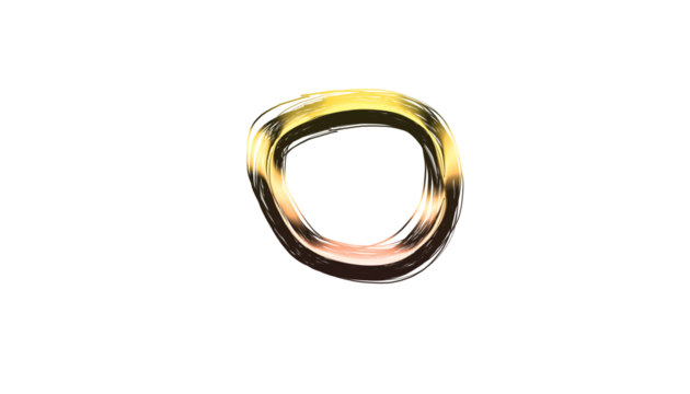 Golden enso circle brush stroke isolated on transparent background zen symbol of enlightenment, strength, elegance, the universe, and mu the void