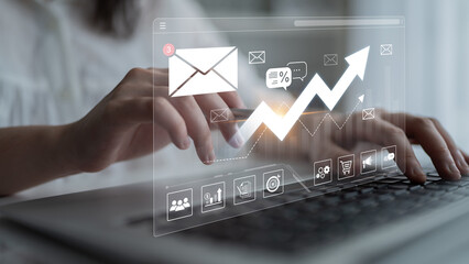 A dashboard for tracking email marketing analytics. The growth chart visualizes the campaign's performance, open rates, and success in reaching business targets. Fermion