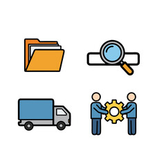 Data Management, Logistics, and Teamwork Icon Set