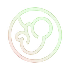 Fototapeta premium Minimalist line art of a fetus inside a circle, isolated on transparent background, symbolizing new life, creation, and the miracle of birth with soft colors