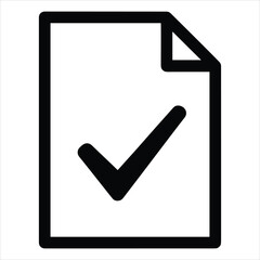 Document icon with a checkmark for successful process completion. isolated on white background, Vector