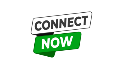 Connect Now green CTA badge promoting fast communication, networking, or linking actions suitable for social platforms, apps, messaging tools, and collaboration interfaces.