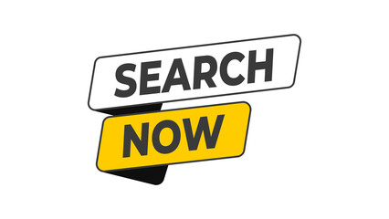 Search Now yellow action tag designed for instant searching, browsing, exploring, and navigating content across websites, apps, databases, and discovery platforms with clear urgency.