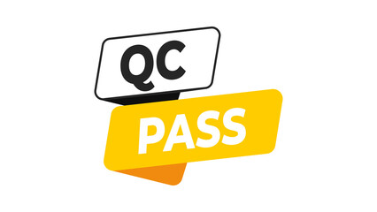 Qc pass stamp for quality assurance and successful verification isolated on transparent background