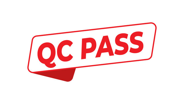 Quality control pass stamp graphic, indicating successful inspection and approval. a red and white icon for verified product standards and quality assurance. isolated on transparent background