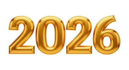 3D Render Shiny Gold Foil 2026 Numerals | Luxury New Year Celebration