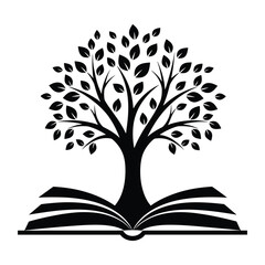 Knowledge tree growing from open book symbol of education and learning vector
