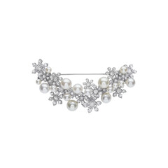 Elegant floral crystal brooch isolated on transparent background