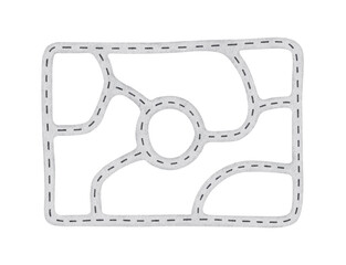 Naklejka premium Pattern of urban asphalt roads. Watercolor hand drawn kids background of winding road. Baby print of highway for childrens carpet, fabric, textile, playmat, bedding, rug