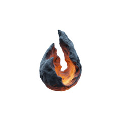 Abstract fiery molten rock shape isolated on transparent background