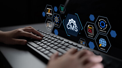 Concept of a Content Management System (CMS). A platform for website administration, digital...
