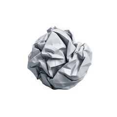 Crumpled white paper ball isolated on transparent background