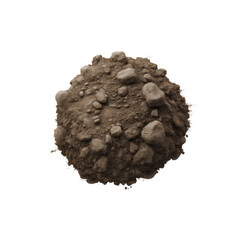 A small mound of soil and pebbles isolated on transparent background
