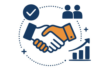 This graphic represents a successful partnership with a focus on trust and achieving goals together