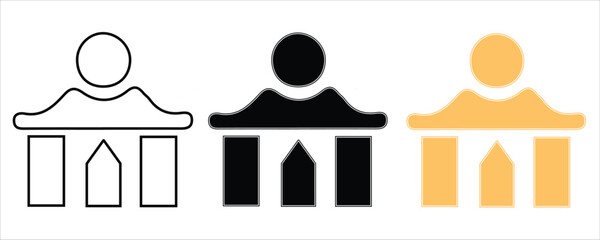 Customer service icon set person at desk, isolated on