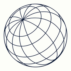 Globe with curved lines, a simple vector illustration