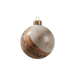 Elegant marbled christmas ornament isolated on transparent background