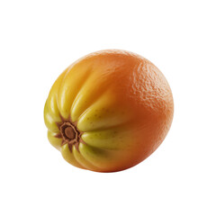 Ripe orange fruit with green stem isolated on transparent background