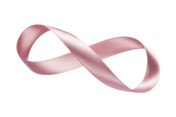 Pink ribbon shaped like an infinity symbol on background