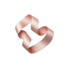 Pink ribbon forming a heart shape isolated on transparent background