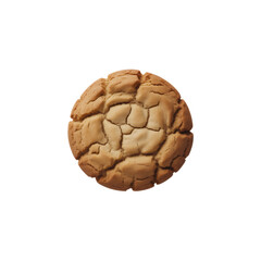 Cracked golden brown cookie isolated on transparent background