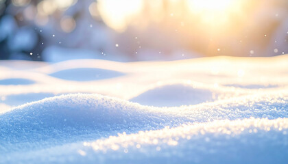 Fototapeta premium 静かにきらめく雪粒が広がるやわらかな冬の幻想背景 – Soft Winter Snow Texture with Subtle Shimmering Particles