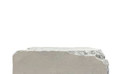 Close Up Rough Concrete Block Podium or Pedestal Isolated on Background with Clipping Path. Stone...