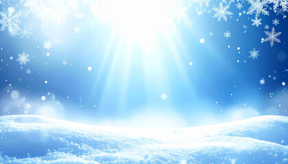 淡い雪が舞うキラキラ輝くクールブルーの幻想的ウィンター背景
– Dreamy Winter Background with Soft Snowfall Bokeh on a Cool Blue Gradient