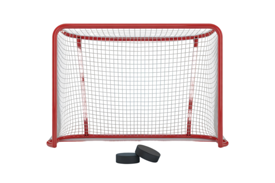 Hockey net with two pucks on a background - Powered by Adobe