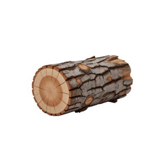 Rough bark wood log isolated on transparent background
