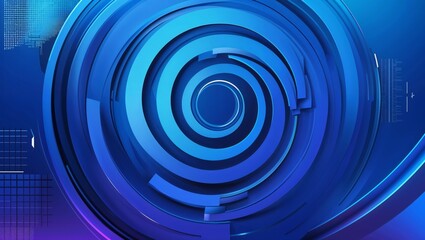 Obraz premium Abstract blue background with waves and bubbles elements